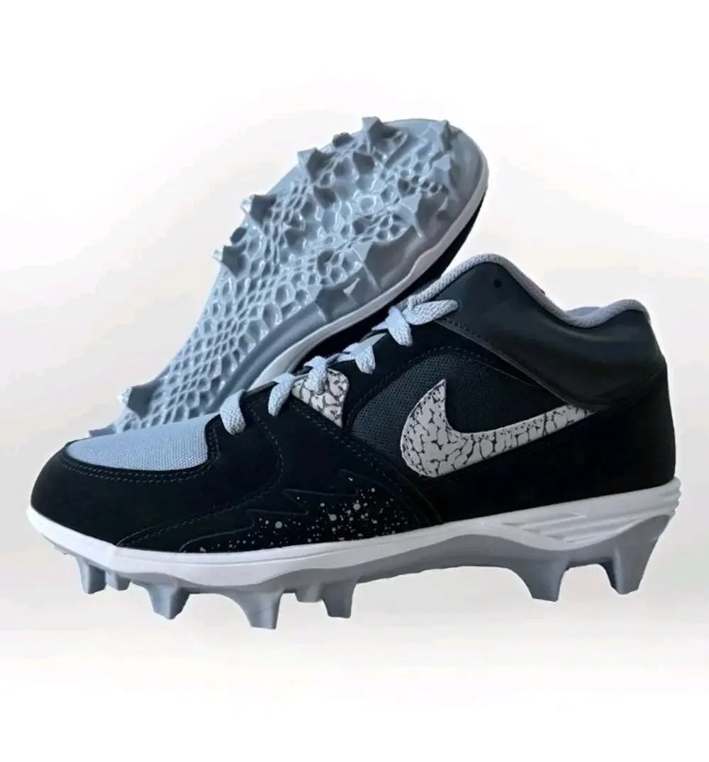 Nike Air Jordan Stadium 90 TD Black Cement Football Cleats HQ0210-060 Size 8